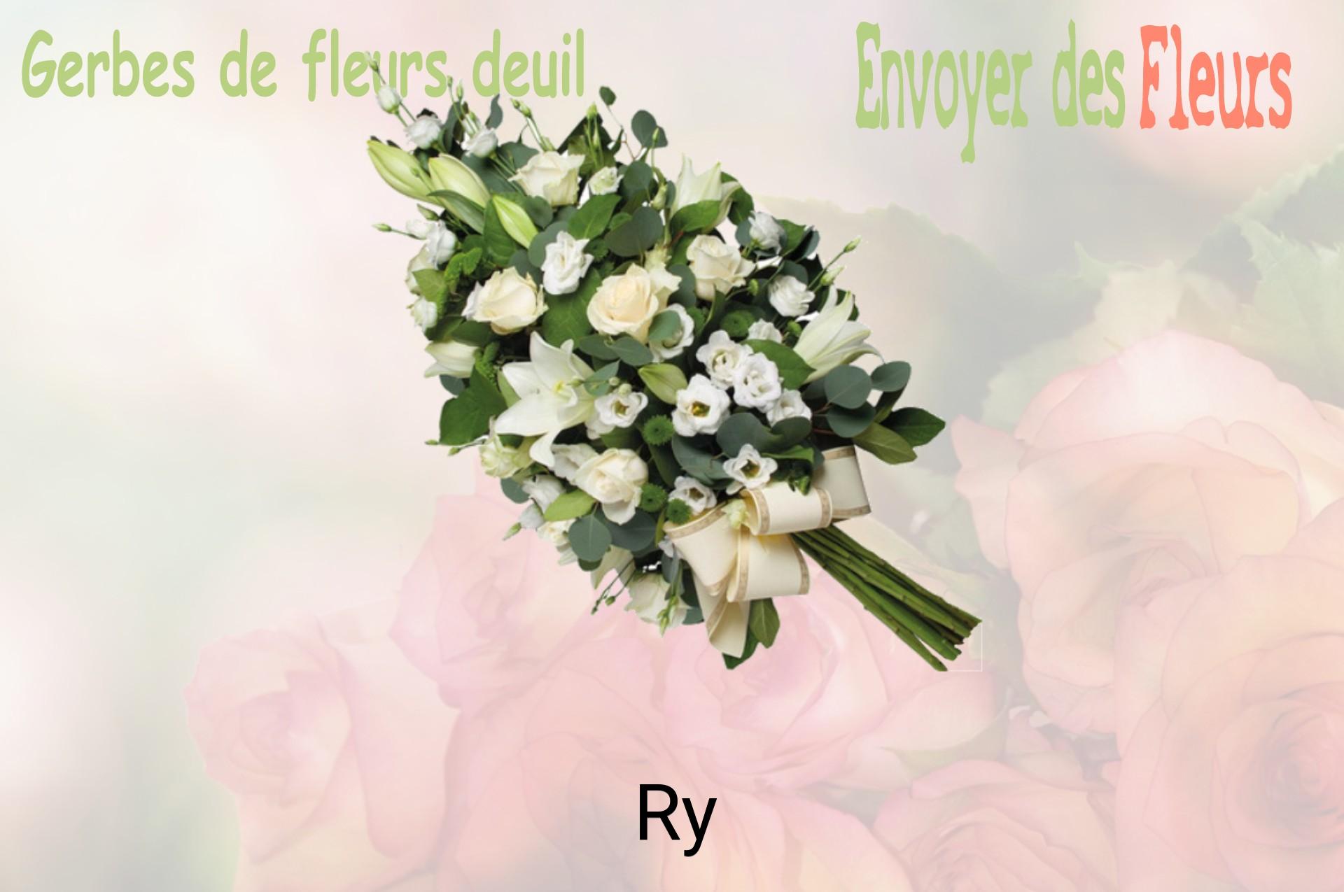 Gerbe de fleurs de deuil livrée à Ry